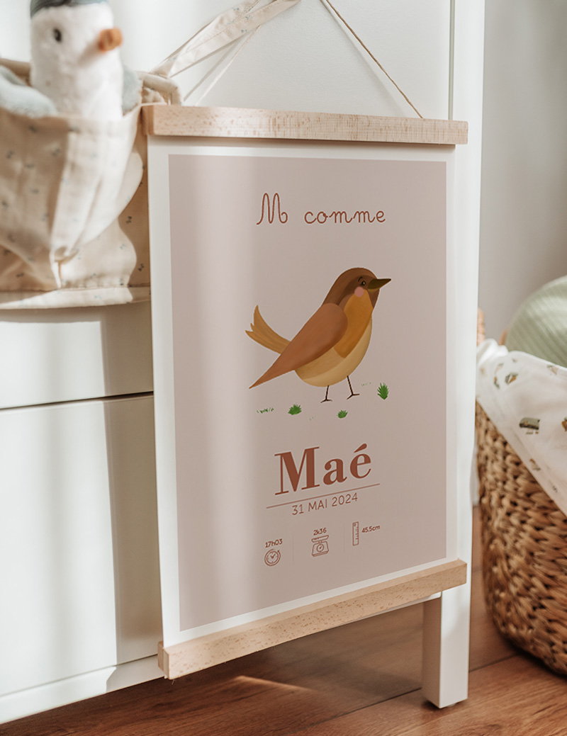 Illustration Illustratrice Pau Cadeau Naissance Animaux Moineaux