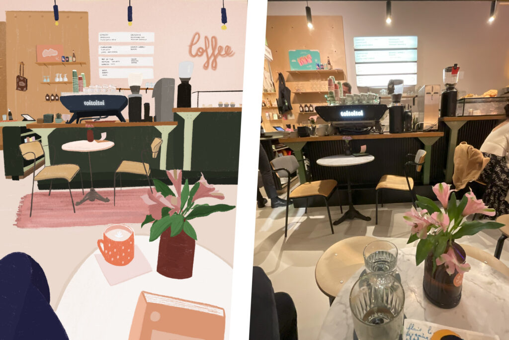 Illustration Illustratrice Anvers Coffee Shop Dessin Scène de vie