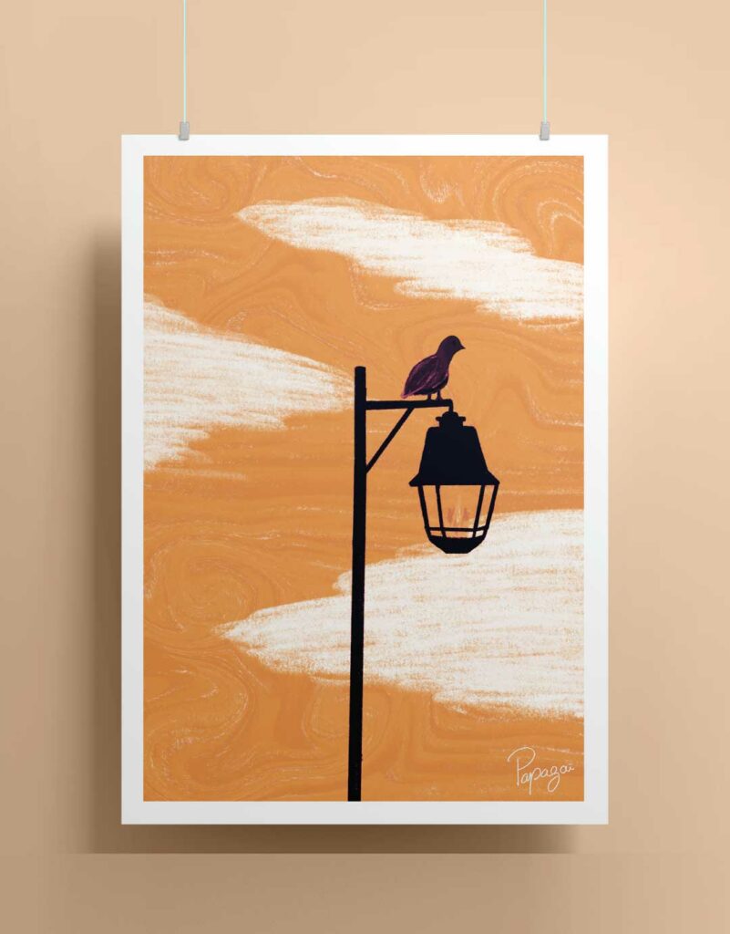 Illustration Décoration Lampadaire Nuage Orange