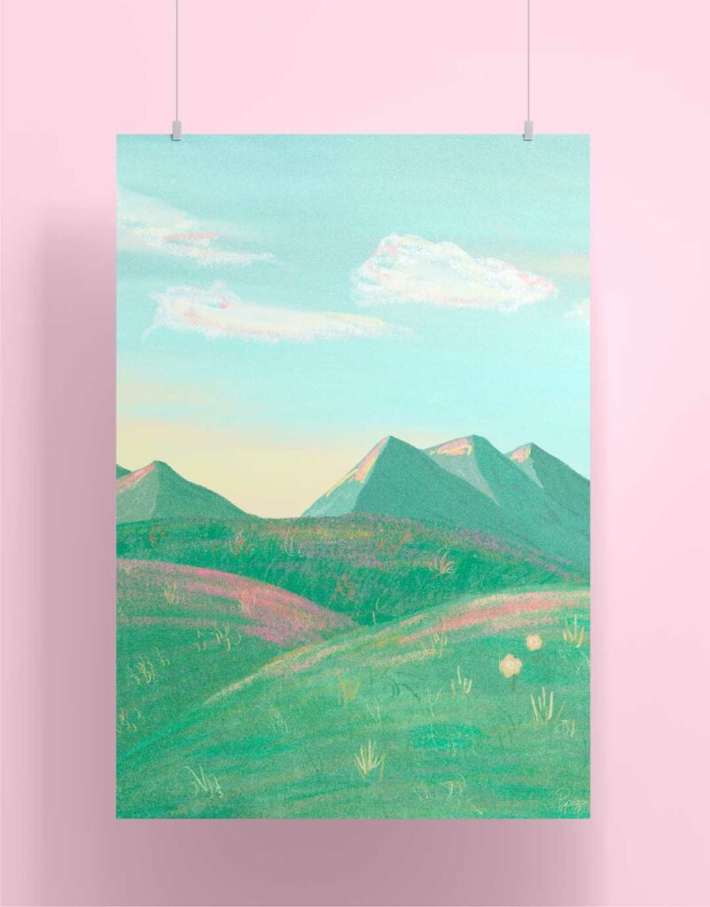 Illustration Sunset Montagne Nature