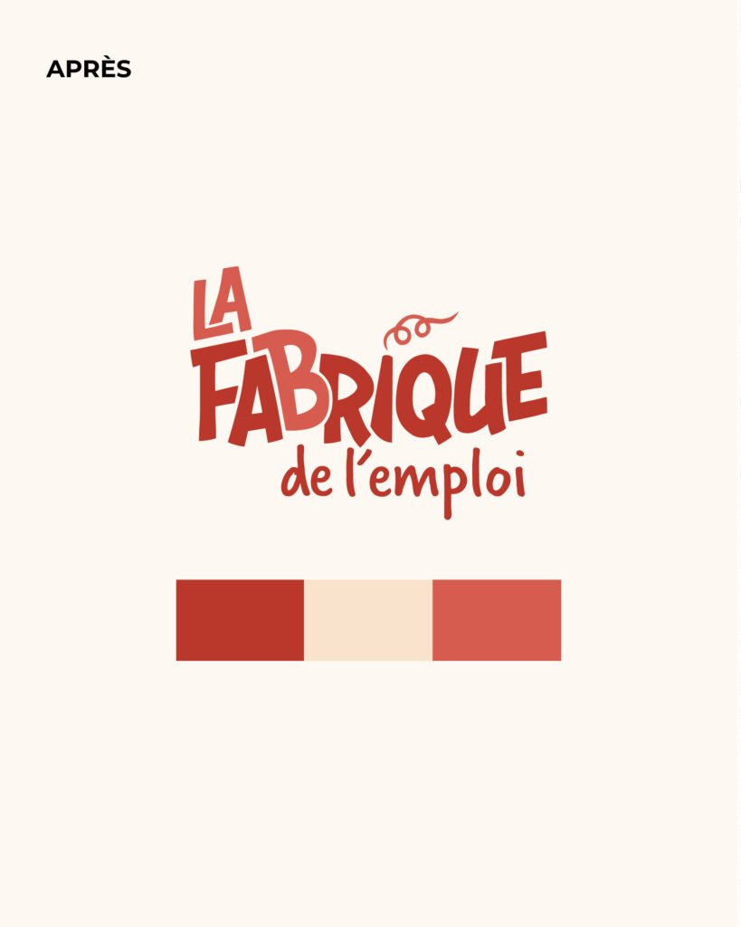 La Fabrique de l'Emploi EBE Identité visuelle Nouveau Logo Carte de visite Collaboration Atelier Collectif
