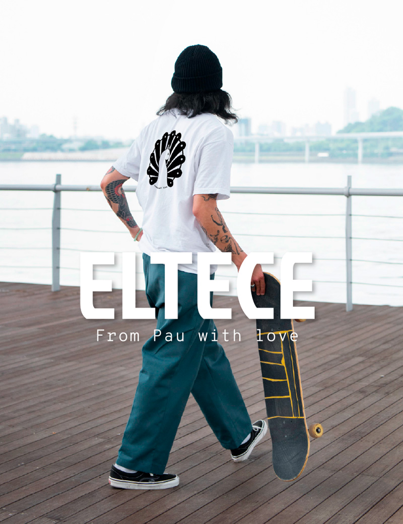 Eltece Marque de vêtements Pau Logo Paon Identité visuelle Logo Noir&Blanc Culture urbaine et streetwear Habits mixes