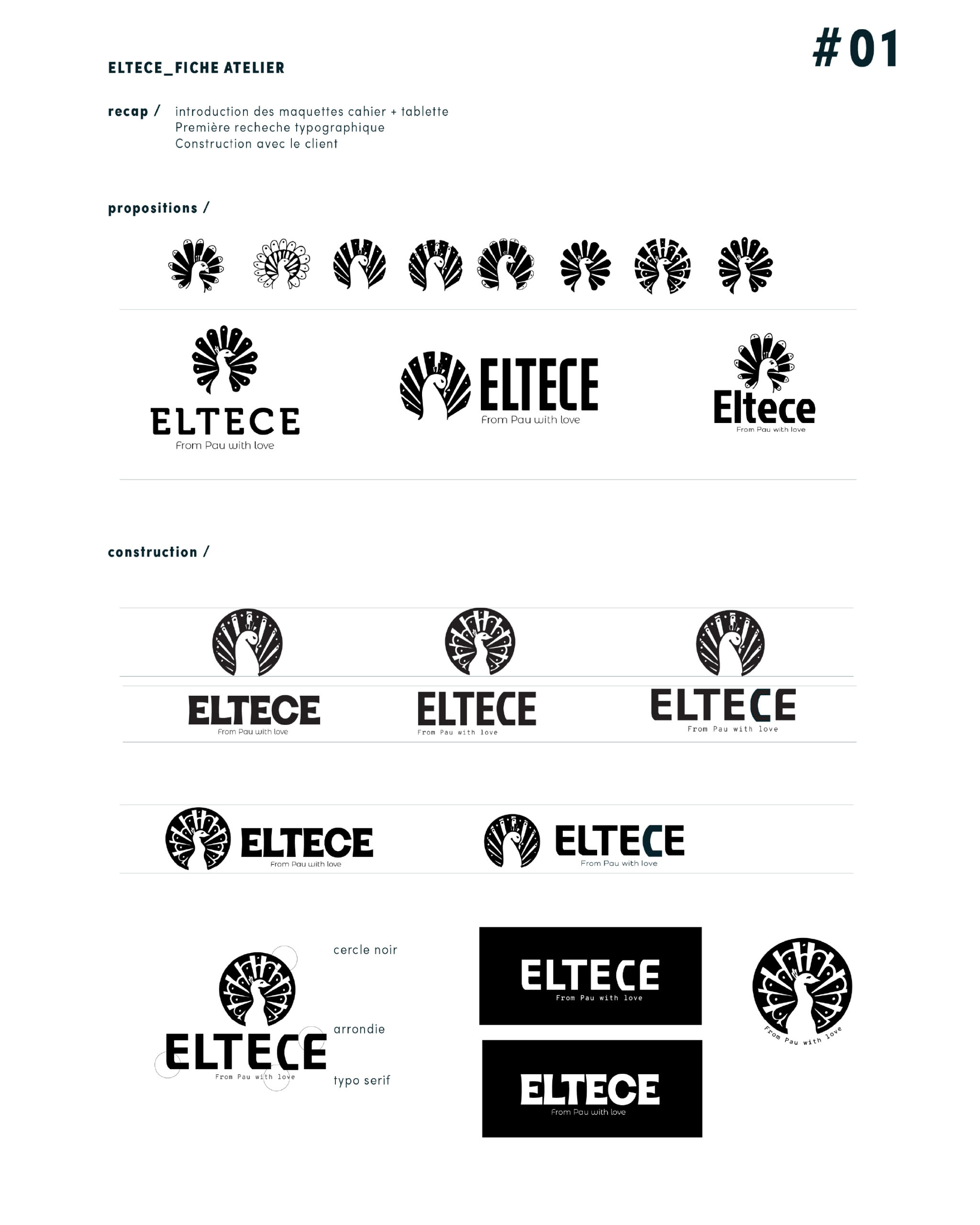 Eltece Marque de vêtements Pau Logo Paon Identité visuelle Logo Noir&Blanc Culture urbaine et streetwear Habits mixes Evolution Recherche