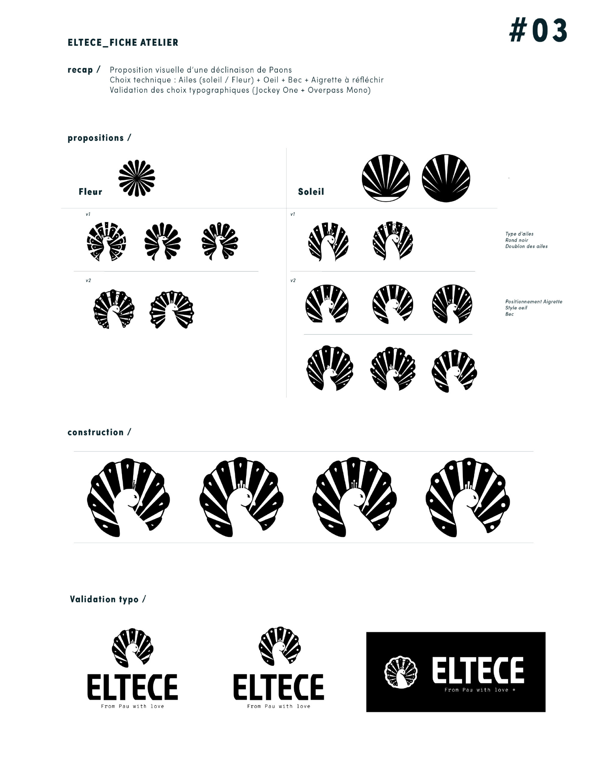 Eltece Marque de vêtements Pau Logo Paon Identité visuelle Logo Noir&Blanc Culture urbaine et streetwear Habits mixes Evolution Recherche