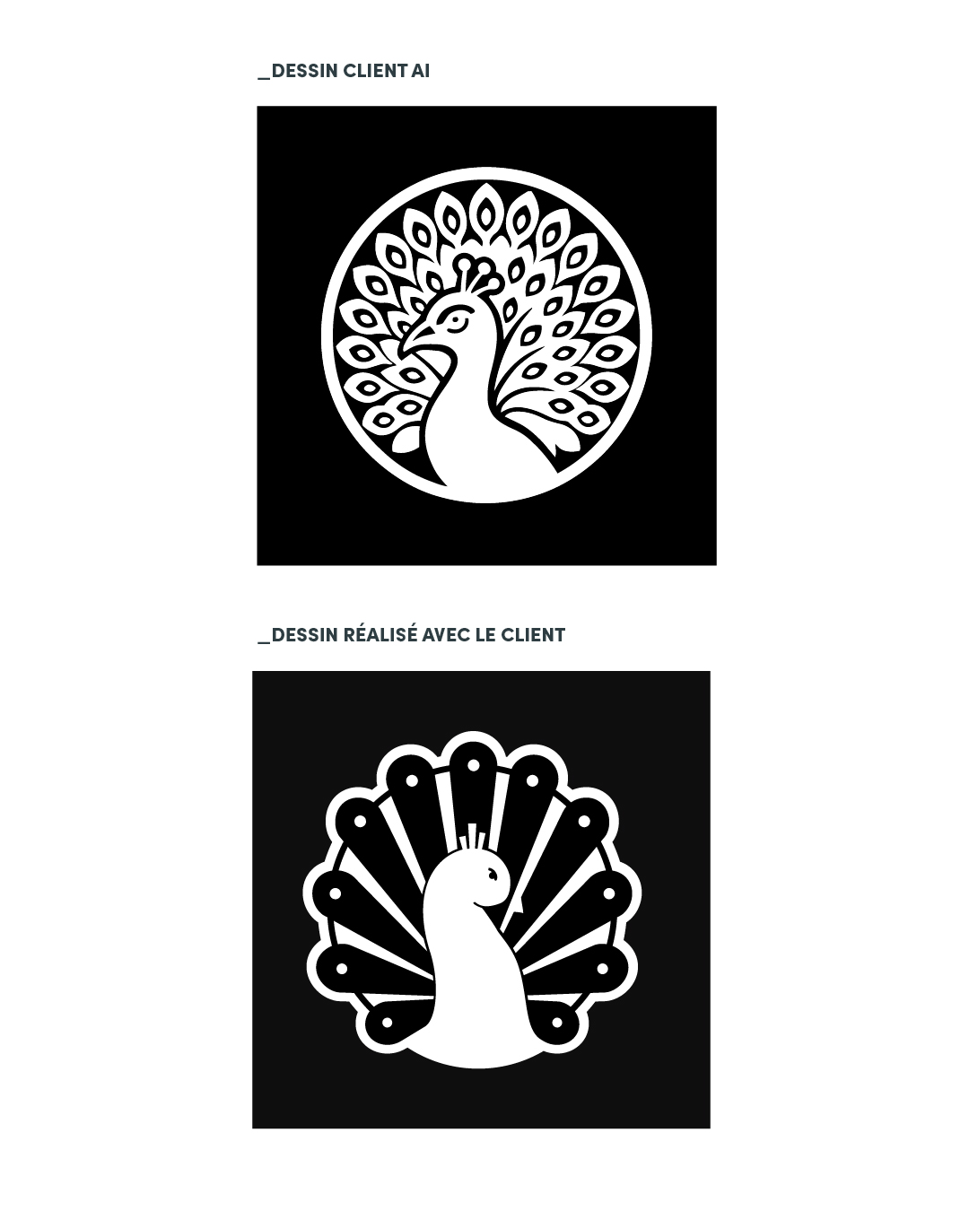 Eltece Marque de vêtements Pau Logo Paon Identité visuelle Logo Noir&Blanc Culture urbaine et streetwear Habits mixes