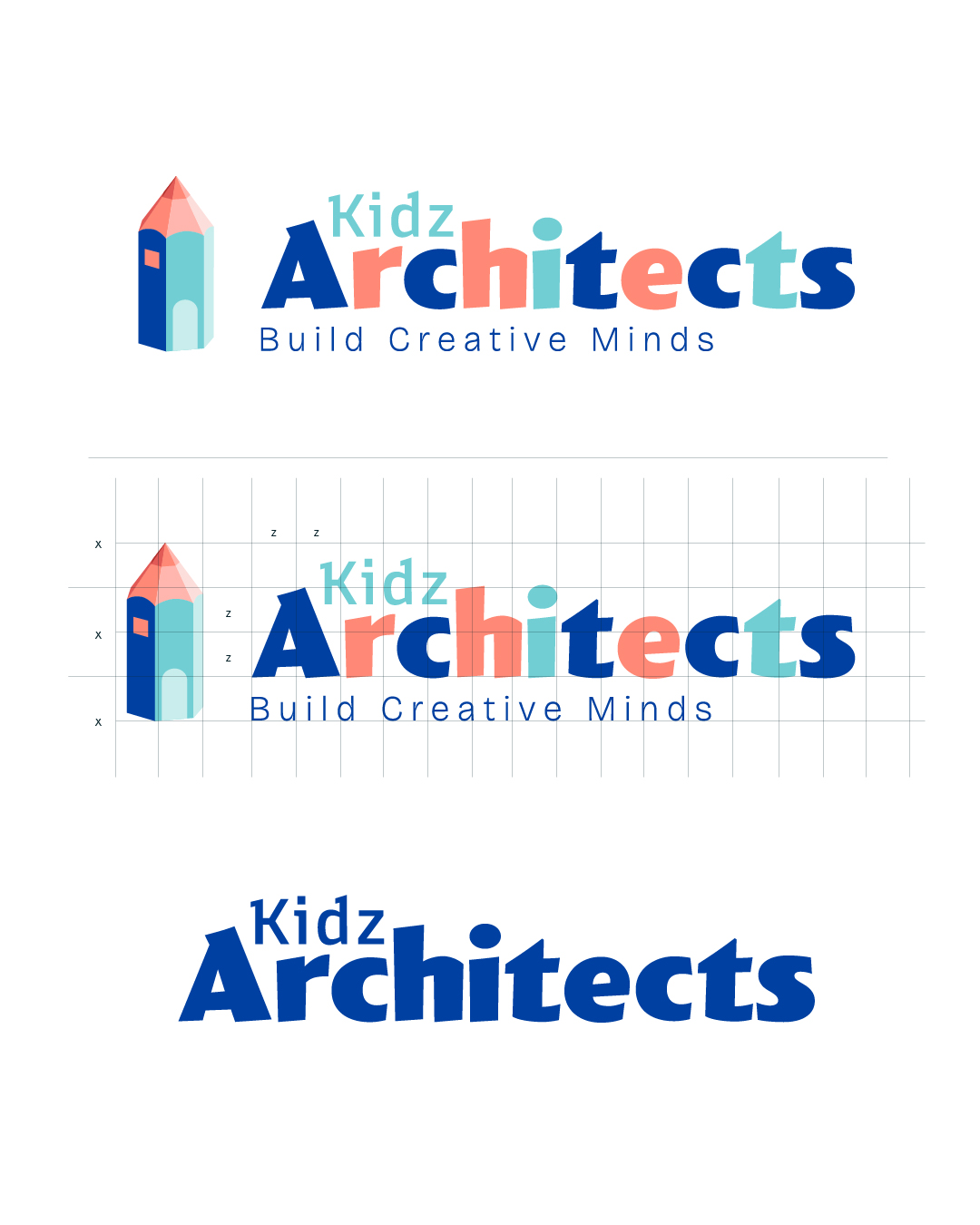 Nouveau logo Architecture enfant Coloré Crayon New York Soutien scolaire Identité visuelle Construction logo