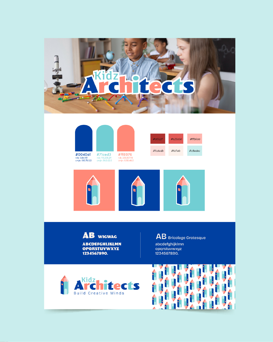 Nouveau logo Architecture enfant Coloré Crayon New York Soutien scolaire Identité visuelle Charte graphique logo