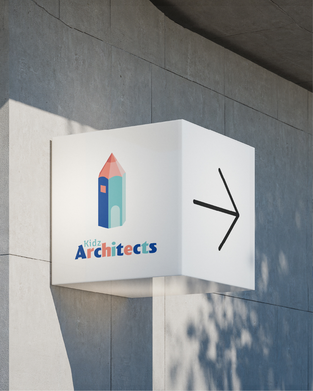 Nouveau logo Architecture enfant Coloré Crayon New York Soutien scolaire Identité visuelle Crayon Logo 3D Entrée Enseigne
