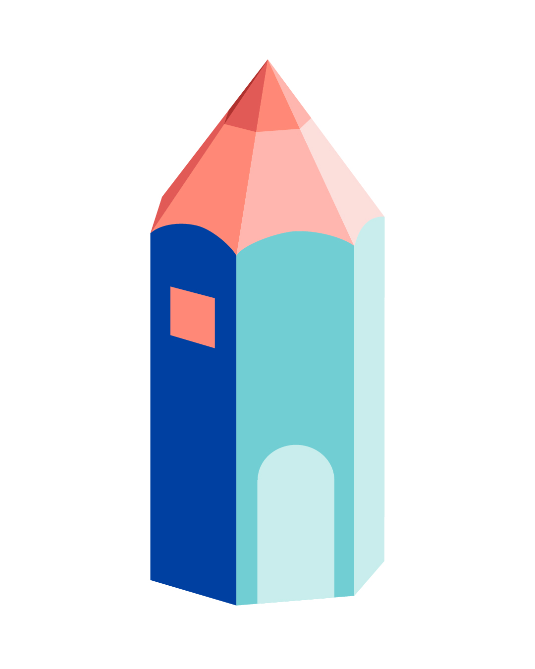 Nouveau logo Architecture enfant Coloré Crayon New York Soutien scolaire Identité visuelle Crayon Logo 3D