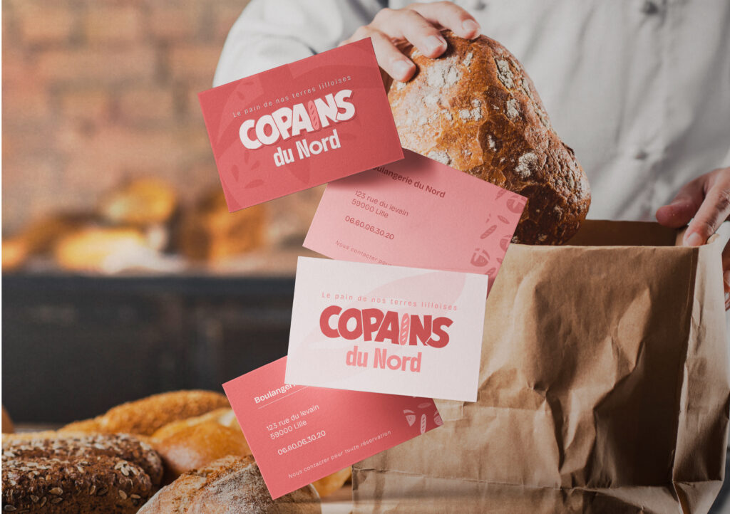 Univers du pain Identité visuelle Logo Icônes pain Stickers Boulangerie du nord Marque française Papeterie pain Carte de visite boulangerie