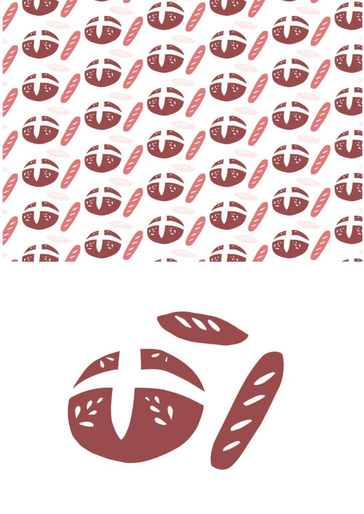 Univers du pain Identité visuelle Logo Icônes pain Stickers Boulangerie du nord Marque française Pattern