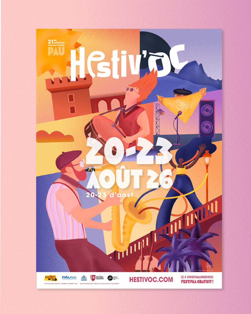 Affiche Festival Hestiv'Oc Pau Illustration Graphiste Artiste