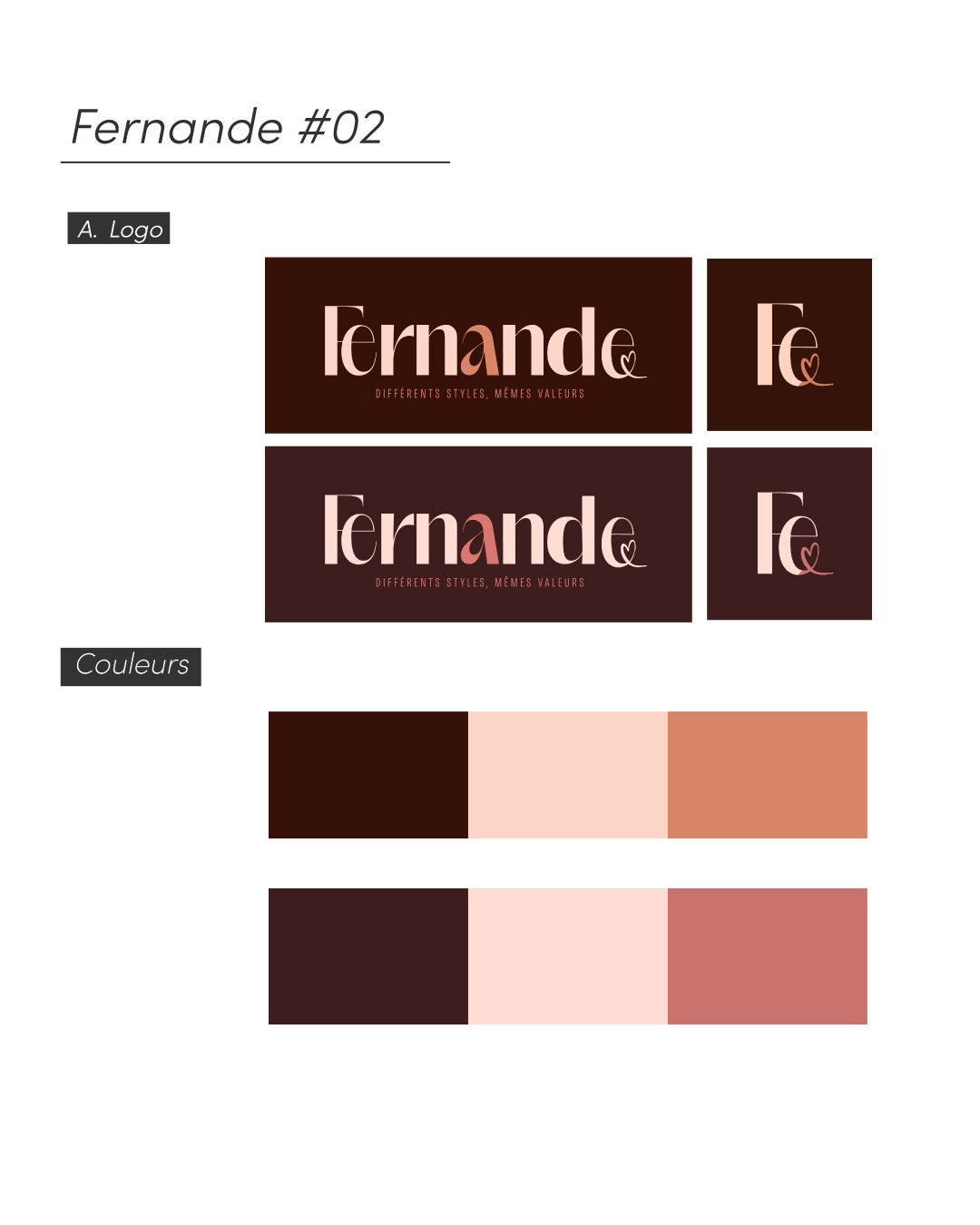 Fernande Pau Concept Store Créateurs Locaux Identité visuelle Logo évolution Collaboration Atelier Collectif Agile Logo girly Coeur Rouge Glamour
